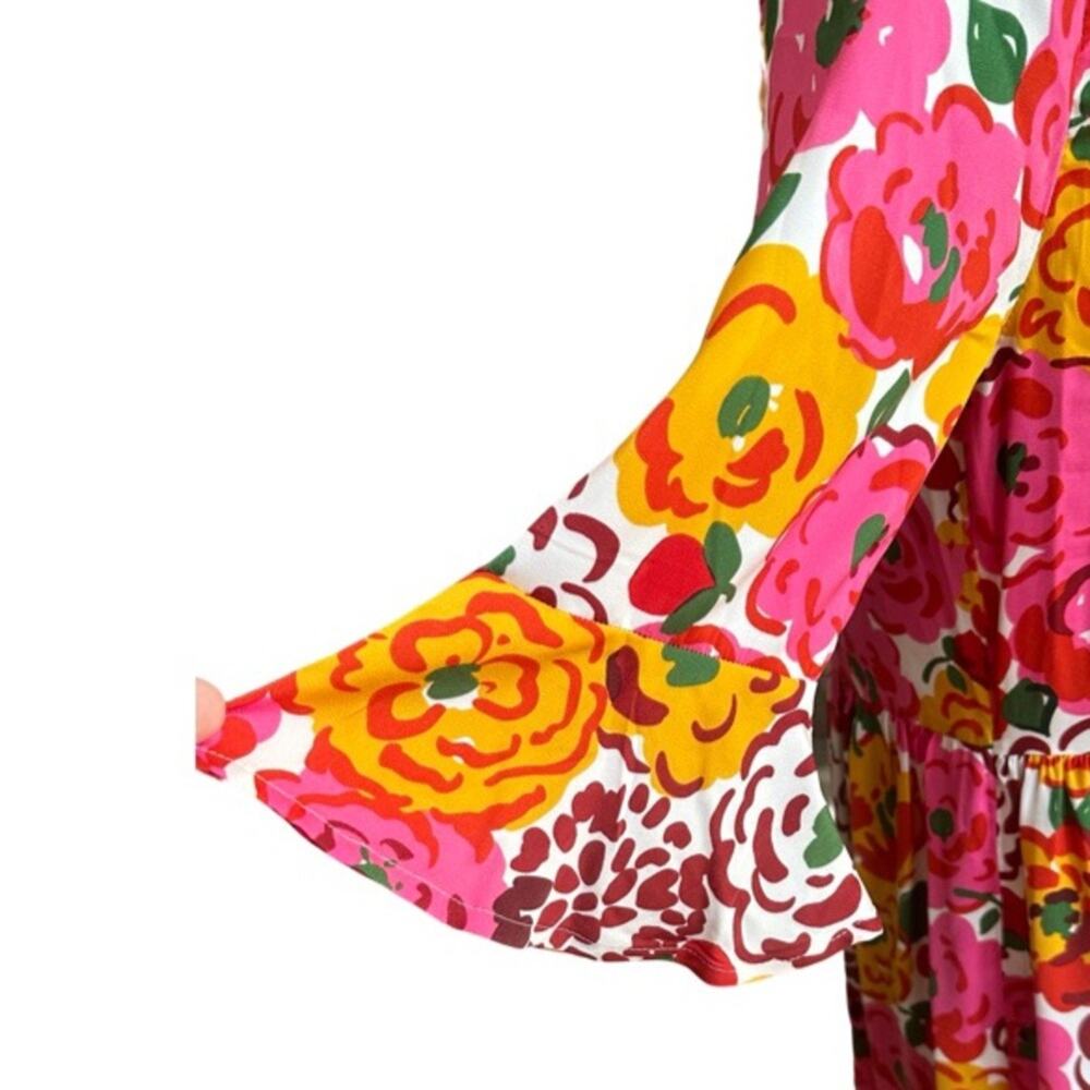Kate Spade New York Pink Multicolored Floral Print Lightweight Caftan Size XS/S - Picture 6 of 14